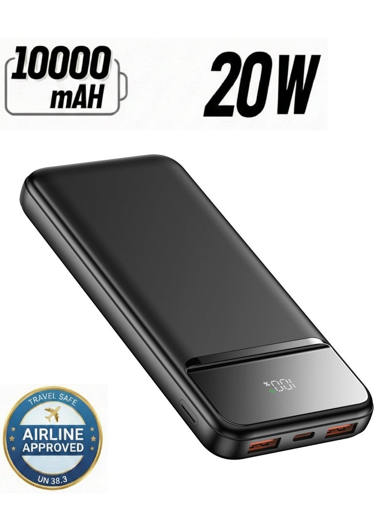 iOsuite Power Bank 10000mAh PD 20W + 22.5W Fast Charging, Charge 3 Devices Simultaneously, Air Travel Approved Portable Charger with LED Digital Display, USB-C & Dual USB-A Compatible with iPhone, Samsung, iPad & More – Black - Image 1